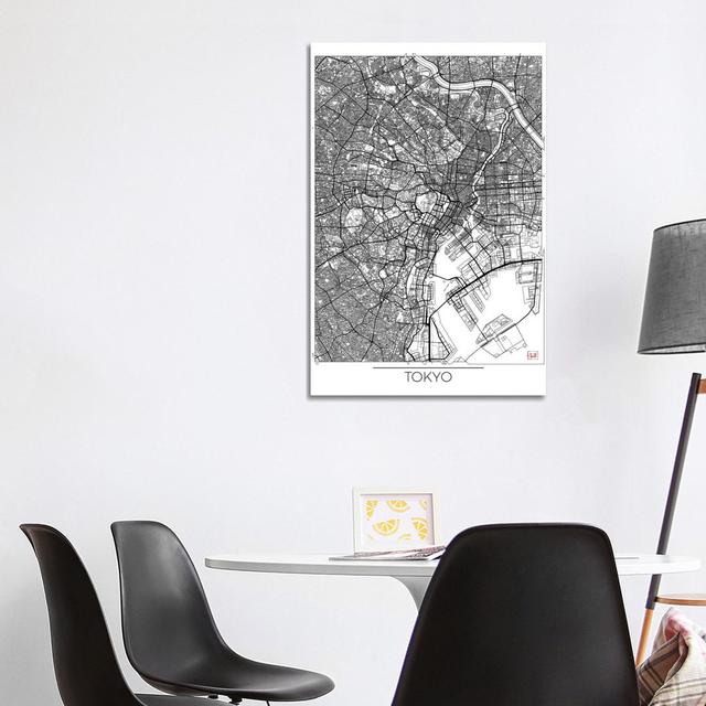 Tokyo Minimal Urban Blueprint Map by Hubert Roguski - Wrapped Canvas Print Borough Wharf Size: 101.6cm H x 66.04cm W x 1.91cm D on Productcaster.