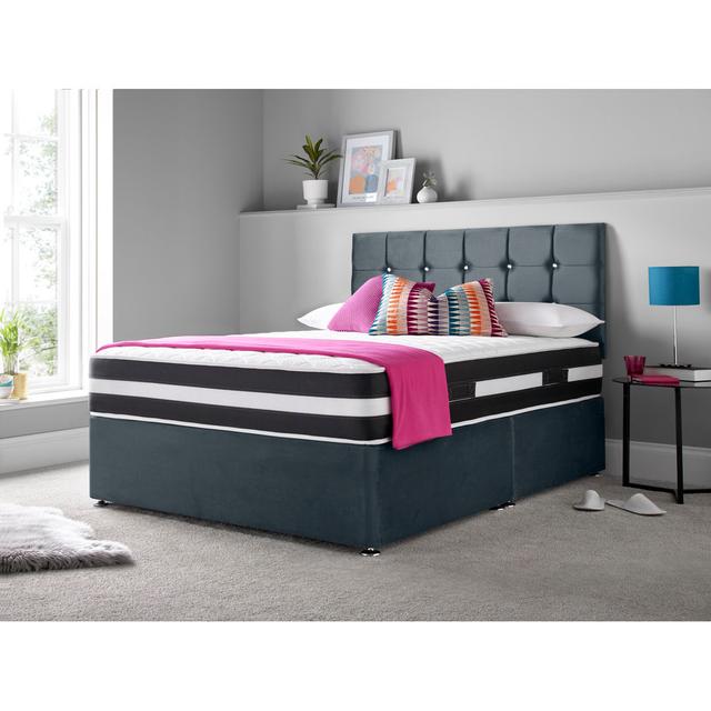 Vibbert Divan Bed Set Fairmont Park Size: Super King (6'), Storage Type: Left Side Drawers, Colour: Steel on Productcaster.