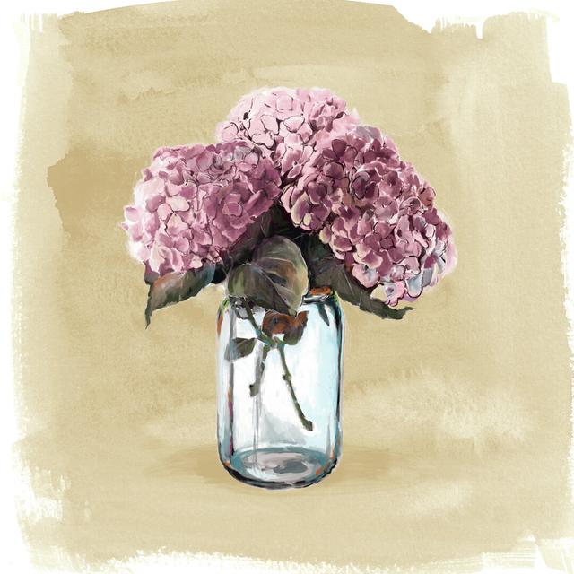 Hydrangeas Jar Pink - Wrapped Canvas Painting Print Fleur De Lis Living Size: 91cm H x 91cm W x 3.8cm D on Productcaster.