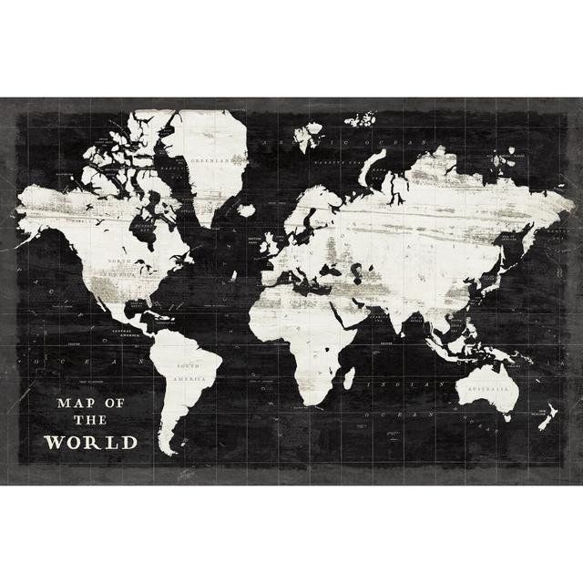 World Map Black - Wrapped Canvas Painting Borough Wharf Size: 20cm H x 30cm W on Productcaster.