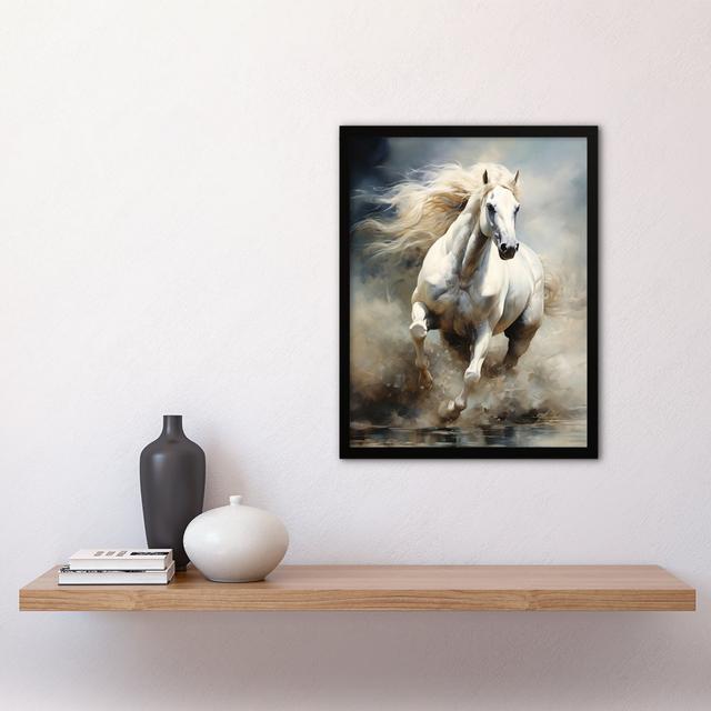 Rantoul Wild White Horse Majestic Mane - Single Picture Frame Print Alpen Home on Productcaster.