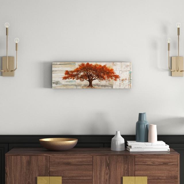 Sai - Amber Leaves by Oliver Gal - Wrapped Canvas Print East Urban Home Size: 25.4cm H x 76.2cm W x 3.81cm D on Productcaster.