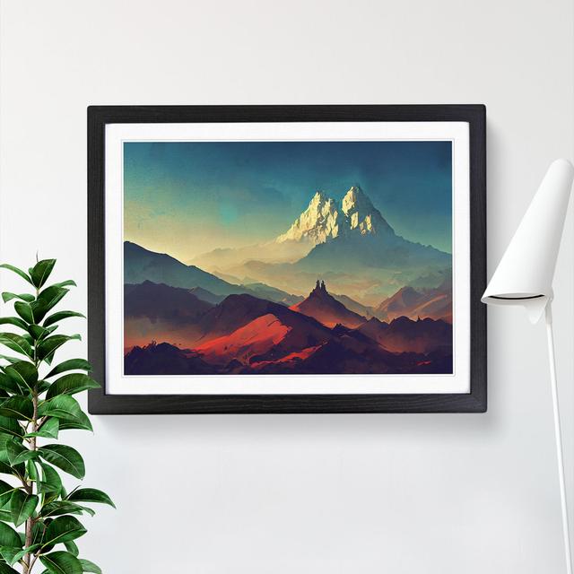 Illuminated Mountain Landscape - Picture Frame Painting Alpen Home Size: 34cm H x 46cm W x 2cm D, Frame Colour: Black on Productcaster.