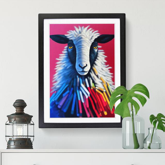 Sheep Crayon Art - Single Picture Frame Painting Brambly Cottage Frame Option: Oak, Size: 46cm H x 34cm W x 2cm D on Productcaster.