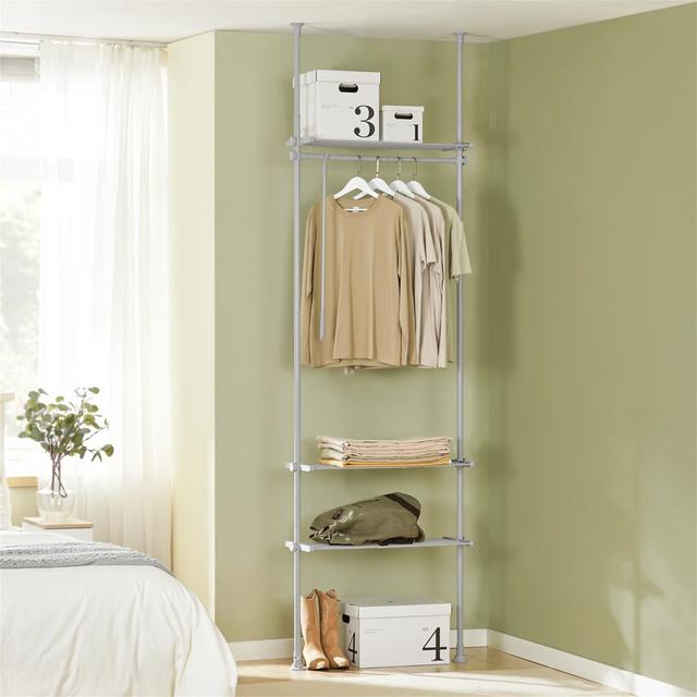 Digiacomo Adjustable Wall Mounted Clothes Rack Rebrilliant Colour: Grey on Productcaster.