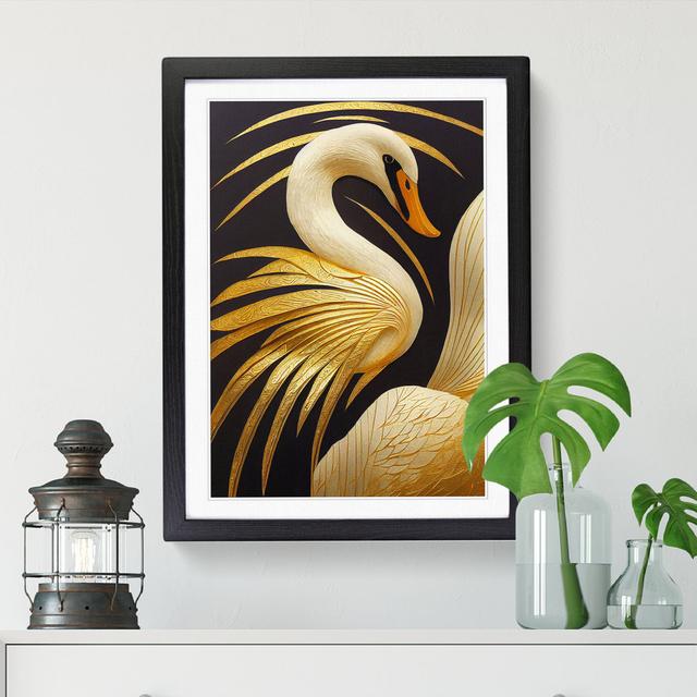 Swan Gold Leaf - Single Picture Frame Print Fairmont Park Frame Option: Walnut, Size: 46cm H x 34cm W x 2cm D on Productcaster.