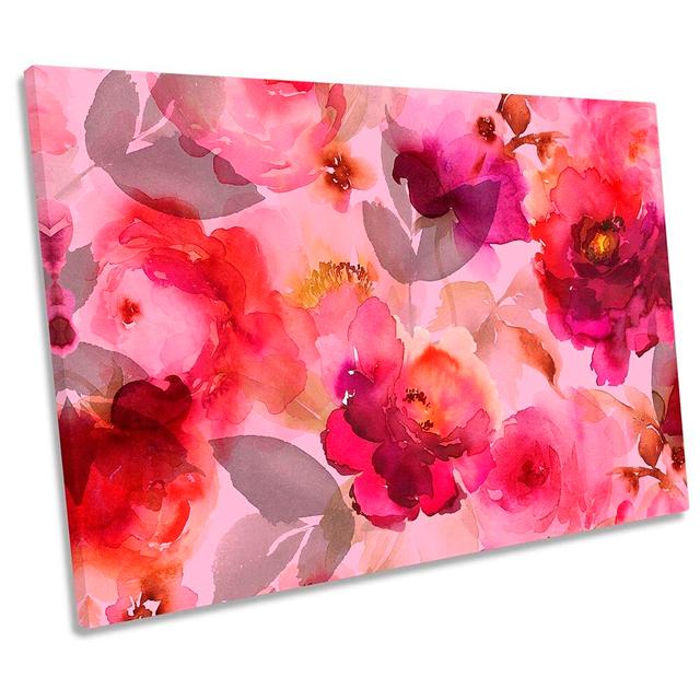 Pink Floral Flower Petals CANVAS WALL ARTWORK Print Art Rosalind Wheeler Size: 30.5cm H x 45.7cm W x 2cm D on Productcaster.