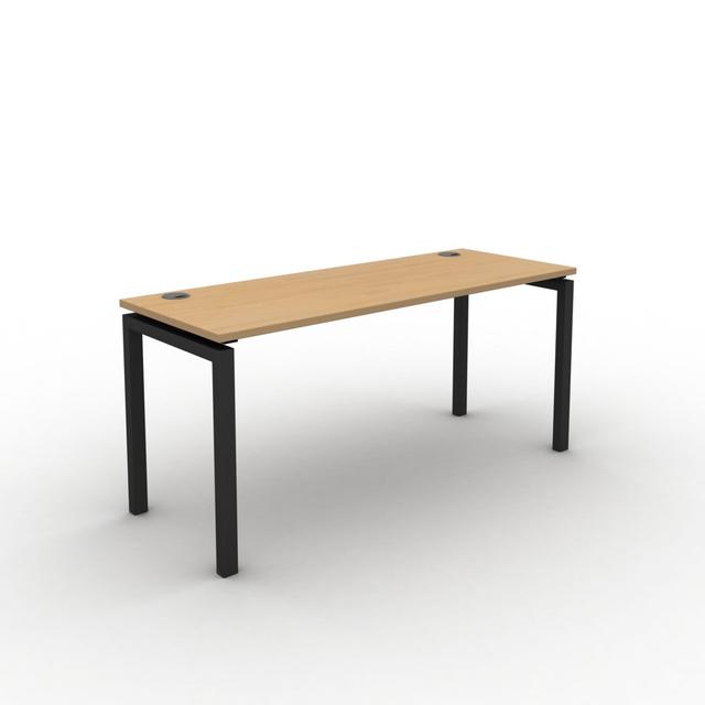 Schreibtisch Grazian Ebern Designs Tischplattenfarbe: Beige, Größe: 73 cm H x 140 cm B x 60 cm T, Rahmenfarbe: Weiß on Productcaster.