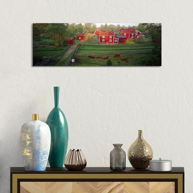 Traditional Red Farm Houses and Barns at Village, Stensjoby, Smaland, Sweden - Wrapped Canvas Panoramic Photograph Rosalind Wheeler Size: 30.48cm H x on Productcaster.