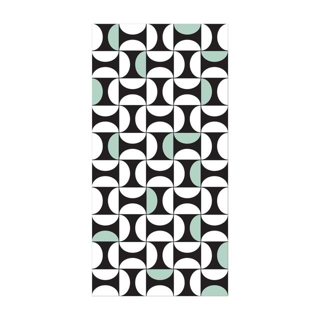 Vinyl Rug - Geometric Tile Arches Mint Green with Border East Urban Home Rug Size: Rectangular 130 x 260cm on Productcaster.