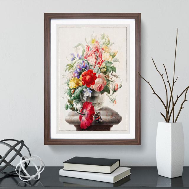 Vase of Flowers by Herman Henstenburgh - Picture Frame Painting East Urban Home Size: 36cm H x 27cm W x 2cm D, Frame Option: Walnut Framed on Productcaster.