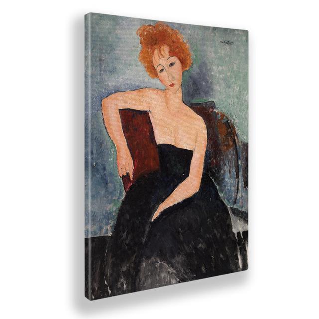 Acrylbild Woman with Red Hair and Black Dress von Amedeo Modigliani Marlow Home Co. Format: Stoff, Größe: 135 cm H x 95 cm B on Productcaster.