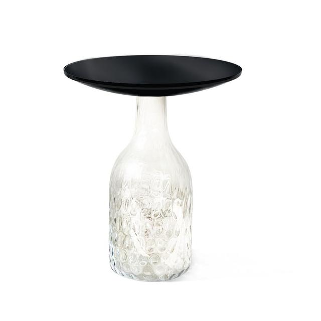 VETRO SIDE TABLE_TRANSPARENT GLASS_CHROM_BLACK GLASS Canora Grey Table Top Colour: Matte Black on Productcaster.