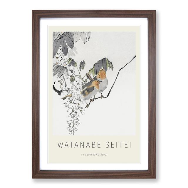 Two Sparrows by Watanabe Seitei - Picture Frame Art Prints East Urban Home Size: 36cm H x 27cm W x 2cm D, Frame Option: Walnut on Productcaster.