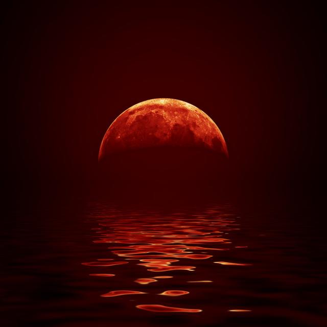 Red Moon by Korionov - Wrapped Canvas Print Ebern Designs Size: 91cm H x 91cm W x 3.8cm D on Productcaster.