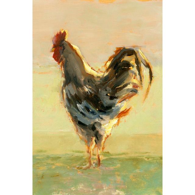 Sunlit Rooster II - Wrapped Canvas Painting August Grove Size: 122cm H x 81cm W x 3.8cm D on Productcaster.