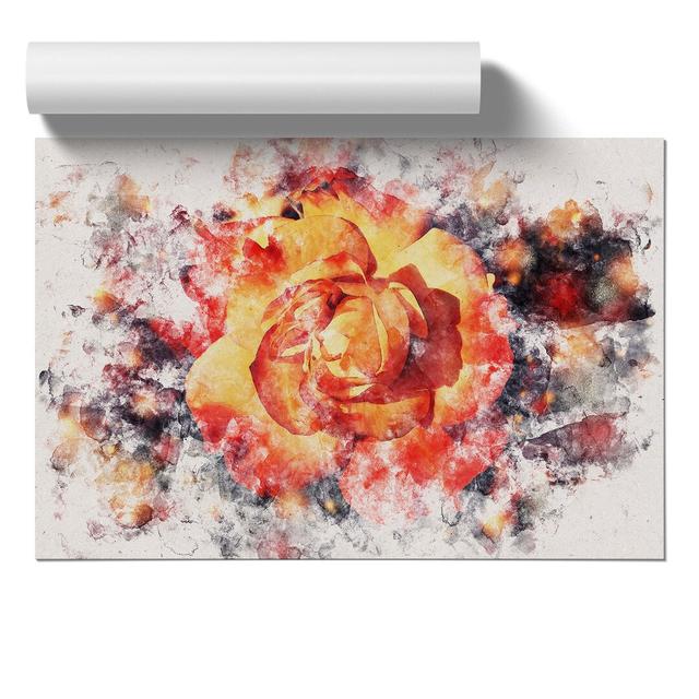 Orange Rose Flower - Unframed Painting East Urban Home Size: 30cm H x 42cm W x 0.1cm D on Productcaster.