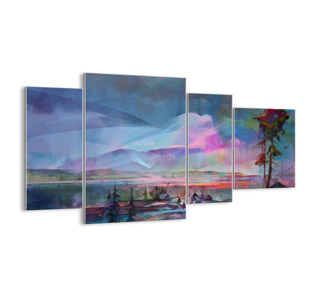 'Under a Benevolent Sky' - 4 Piece Unframe Painting Print on Glass Ebern Designs Size: 70cm H x 120cm W x 1.8cm D on Productcaster.