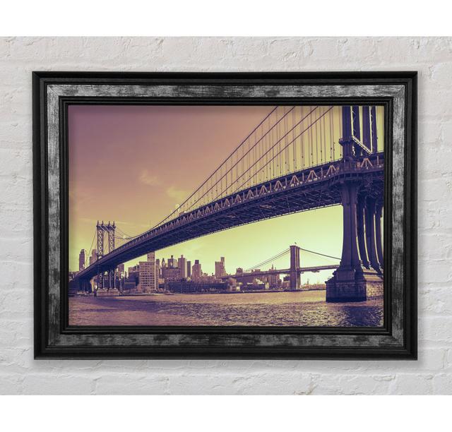 Vintage Bridge in Sepia Latitude Run Format: Silver Black Framed Paper, Size: 84.1cm H x 142.2cm W x 8cm D on Productcaster.