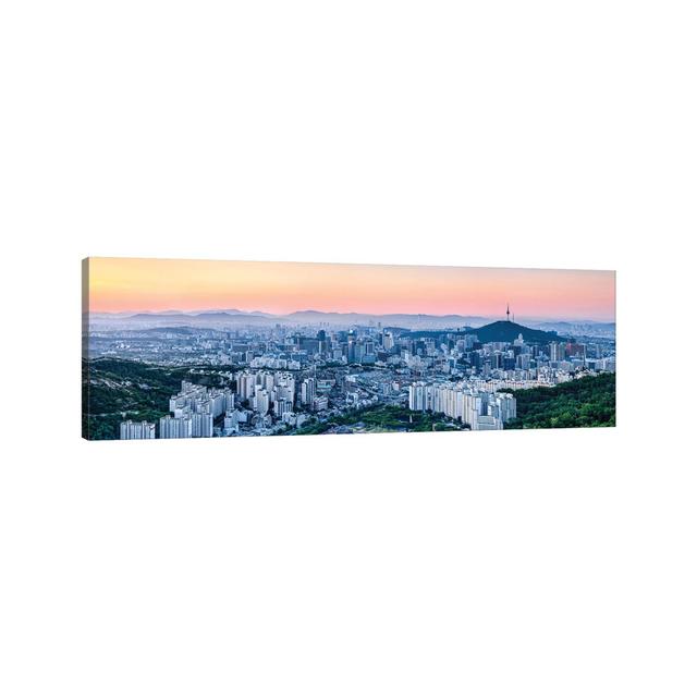 Seoul Skyline At Sunset With Namsan Mountain And N Seoul Tower by Jan Becke - Wrapped Canvas Panoramic Print Brayden Studio Size: 30.48cm H x 91.44cm on Productcaster.