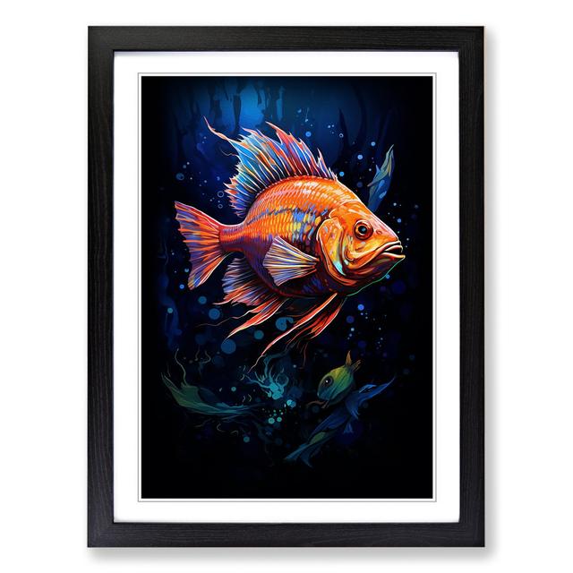 Fish Digital House of Hampton Format: Black Framed, Size: 46cm H x 34cm W on Productcaster.