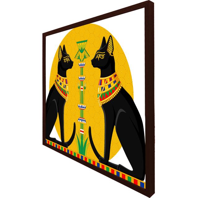 Lundergan Illustration Of Black Egyptian Cats With Papyrus - Single Picture Frame Art Prints World Menagerie Size: 61cm H x 61cm W x 4cm D, Frame Colo on Productcaster.