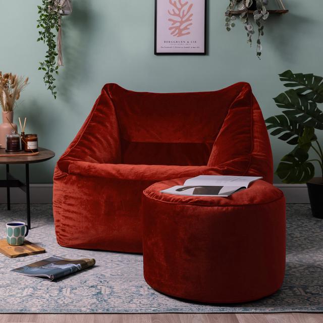 Icon Natalia Velvet Bean Bag Armchair & Pouffe Isabelle & Max Upholstery Colour: Terracotta on Productcaster.