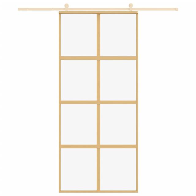 Bucknell Sliding Door Borough Wharf Finish: Gold/Clear, Size: 90cm W x 205cm H on Productcaster.