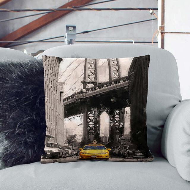 Taxi Cab in New York City in Abstract Cushion with Filling East Urban Home Size: 40 x 40 cm, Backing Colour: Stone on Productcaster.