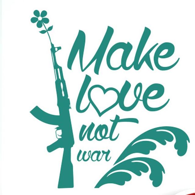 Make Love Not War Wall Sticker Maturi Size: Large, Colour: Aqua Green on Productcaster.