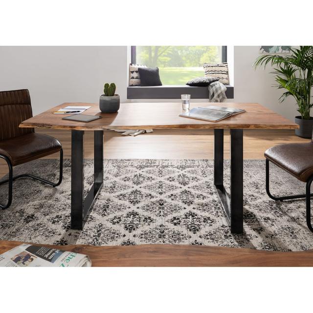 Freeform 3 Dining Table Massivmoebel24 Size: H76 x L120 x W90cm, Table Base Colour: Black, Table Top Colour: Ecru on Productcaster.