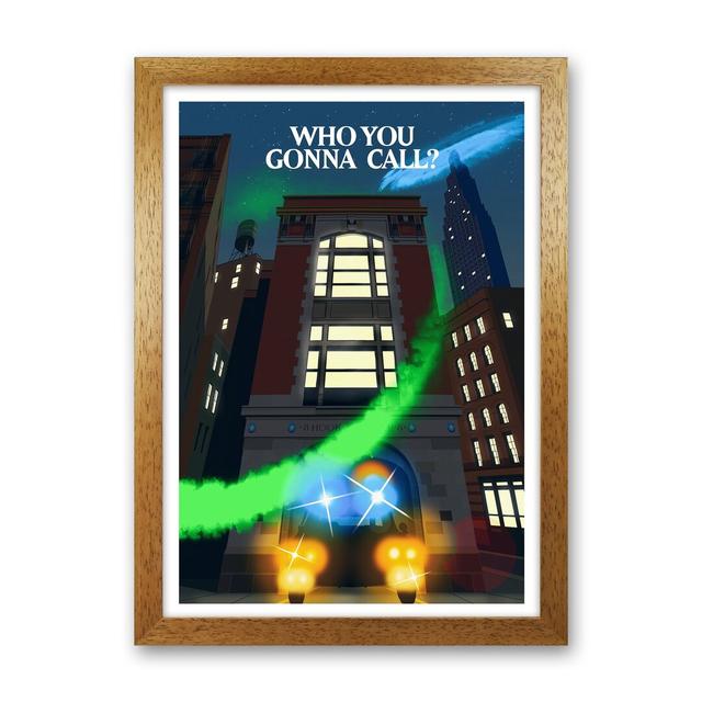 Ghostbusters Night by Richard O'Neill - Graphic Art Corrigan Studio Format: Brown Framed, Size: 46cm H x 34cm W x 3cm D on Productcaster.