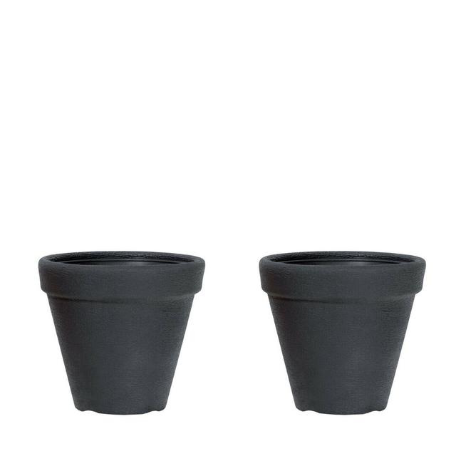 Emmin Plastic Plant Pot (Set of 2) 17 Stories Colour: Black, Size: 30cm H x 35cm W x 35cm D on Productcaster.