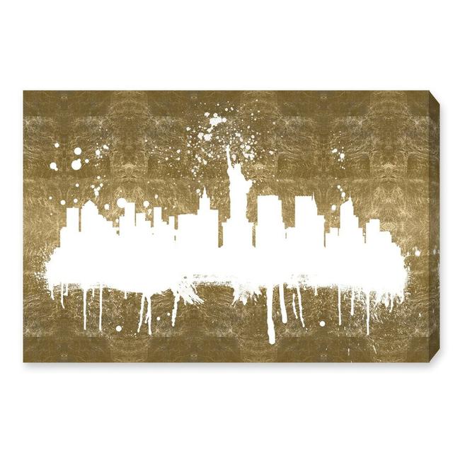 New York Skyline Gold by Oliver Gal- Wrapped Canvas Painting Print East Urban Home Size: 61cm H x 91cm W x 4cm D on Productcaster.