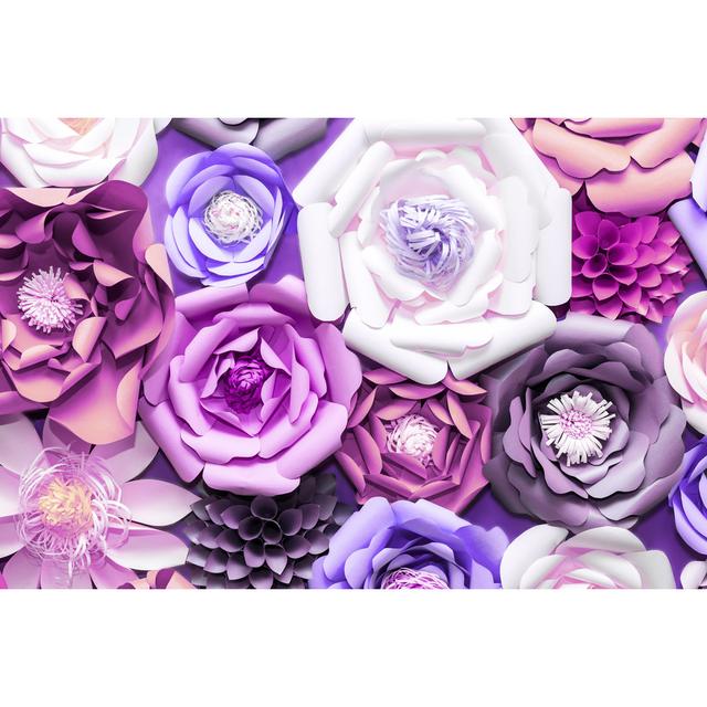 Colorful Paper Flowers - Wrapped Canvas Graphic Art Fairmont Park Size: 51cm H x 76cm W x 3.8cm D on Productcaster.