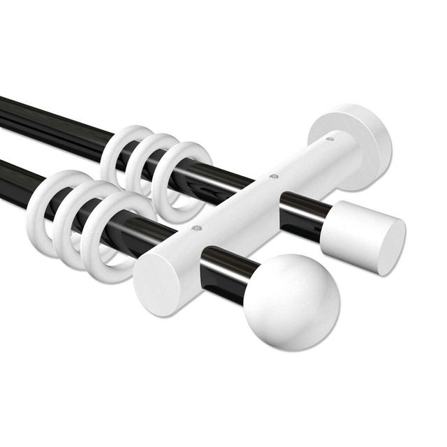 Alyviah Curtain Pole Set 17 Stories Finish: Black/White Lacquered, Size: 5cm H x 320cm W x 18cm D on Productcaster.