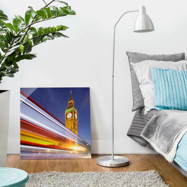 Glasbild Verkehr in London Am Big Ben bei Nacht East Urban Home Größe: 50 cm H x 50 cm B x 0,4 cm T on Productcaster.