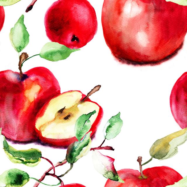 Stilisierte Aquarell-Apfel-Illustration von Ateli - Drucken Brambly Cottage Größe: 91 cm H x 91 cm B on Productcaster.