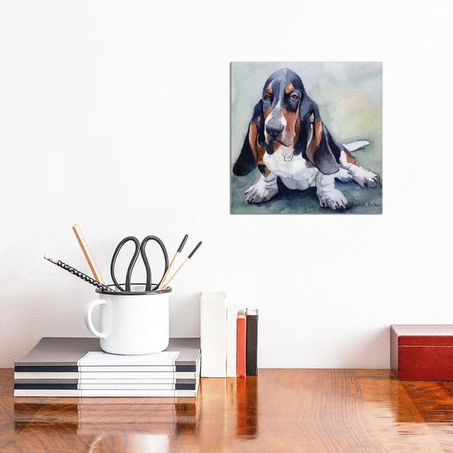 Basset Please by Rachel Parker - Wrapped Canvas Art Prints ClassicLiving Size: 30.48cm H x 30.48cm W x 1.91cm D on Productcaster.