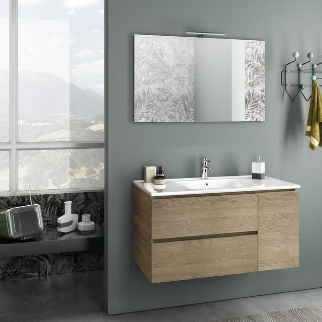 Sally 1200mm Wall Hung Single Vanity Ebern Designs Vanity Base Colour: Medium Wood on Productcaster.