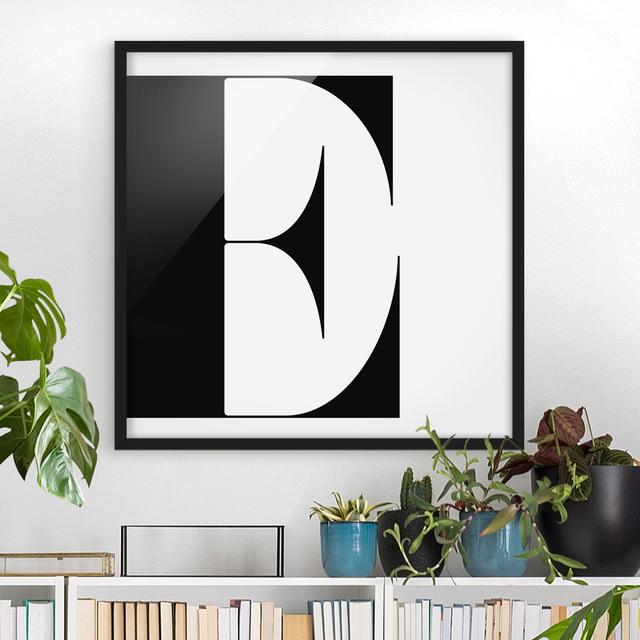 Antiqua Letter E - Picture Frame Typography Ebern Designs Frame Option: Black Framed, Size: 70cm H x 70cm W x 2cm D on Productcaster.