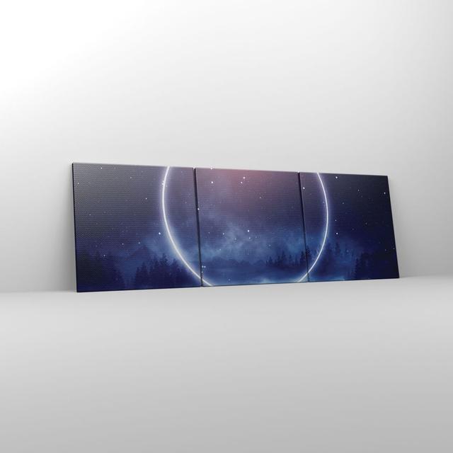 Fantasy Ring Cosmos - 3 Piece Wrapped Canvas Panoramic Graphic Art Ebern Designs Size: 50cm H x 150cm W x 1.8cm D on Productcaster.