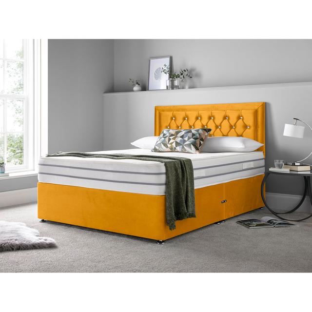 Muskingum Memory Foam Divan Bed Set Rosdorf Park Size: Double (4'6), Storage Type: 2 Right Side Drawers, Colour: Mustard on Productcaster.