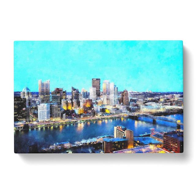 Skyline of Pittsburgh - Wrapped Canvas Painting East Urban Home Size: 50cm H x 76cm W x 3cm D on Productcaster.