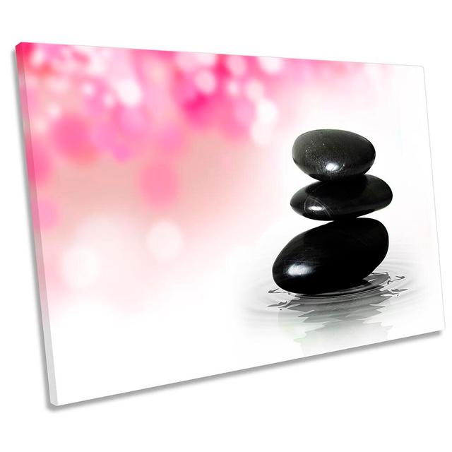 Zen Stones Pink Bathroom Picture CANVAS WALL ART Print Ebern Designs Size: 81.3cm H x 121.9cm W x 4cm D on Productcaster.