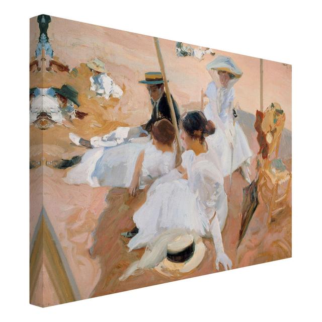 Joaquin Sorolla - Under the awning on the beach in Zarautz - Wrapped Canvas Graphic Art Rosalind Wheeler Format: 330g/m³ recycled canvas, Size: 60cm H on Productcaster.