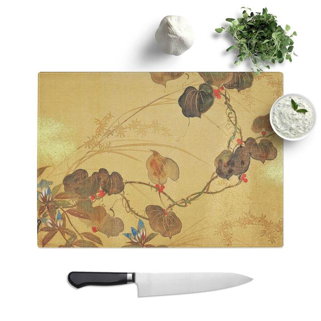 Glass Leaves & Flowers by Sakai Hoitsu Chopping Board East Urban Home Size: 28.5 cm W x 20 cm L on Productcaster.