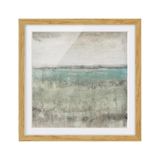 Picture With Frame - Horizon Over Turquoise I - Square 1:1 Mat Maturi Size: 30cm H x 30cm W x 2cm D, Frame Option: Brown Framed on Productcaster.