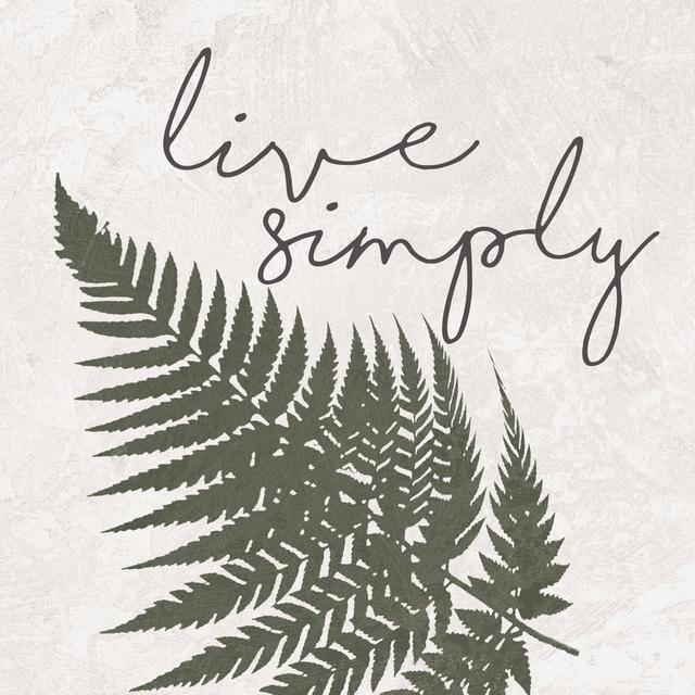 Fern Stamp Live Simply - Wrapped Canvas Typography Brambly Cottage Size: 51cm H x 51cm W x 3.8cm D on Productcaster.