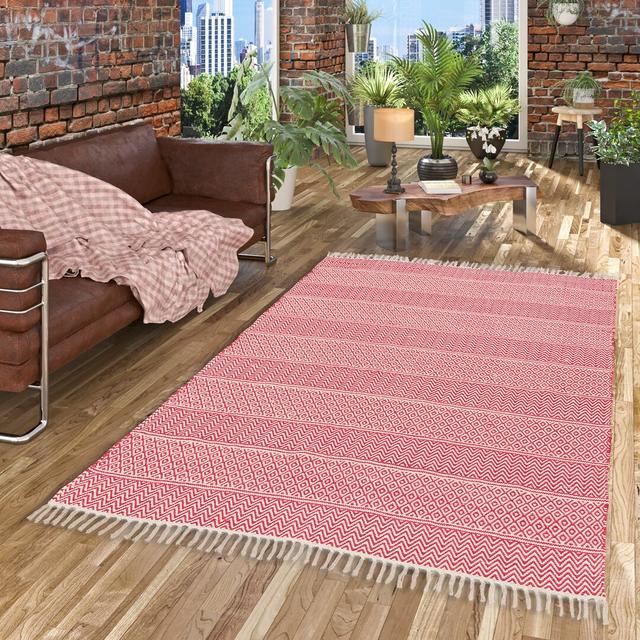 Pringle Power Loom Cotton Pink/Cream Rug Gracie Oaks Rug Size: Runner 70 x 250cm on Productcaster.